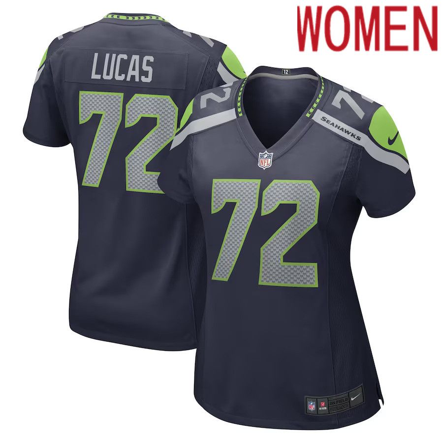 Women Seattle Seahawks #72 Abraham Lucas Nike College Navy Game Player NFL Jersey->women nfl jersey->Women Jersey